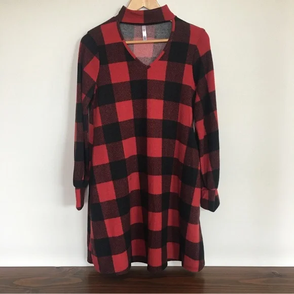 Watermelon | Intimates & Sleepwear | Nwot Long Sleeve Fleece Buffalo Plaid  Christmas Pajama Sleep Dress Night Shirt | Poshmark